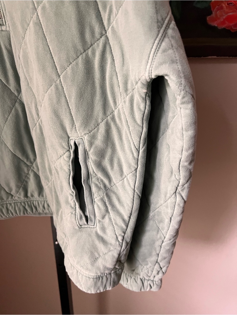 Abercrombie and fitch Quilted Half-Zip Pullover Jacket - Light Sage - Picture 2 of 6